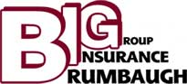 Brumbaugh Insurance Logo and man holding umbrella over woman